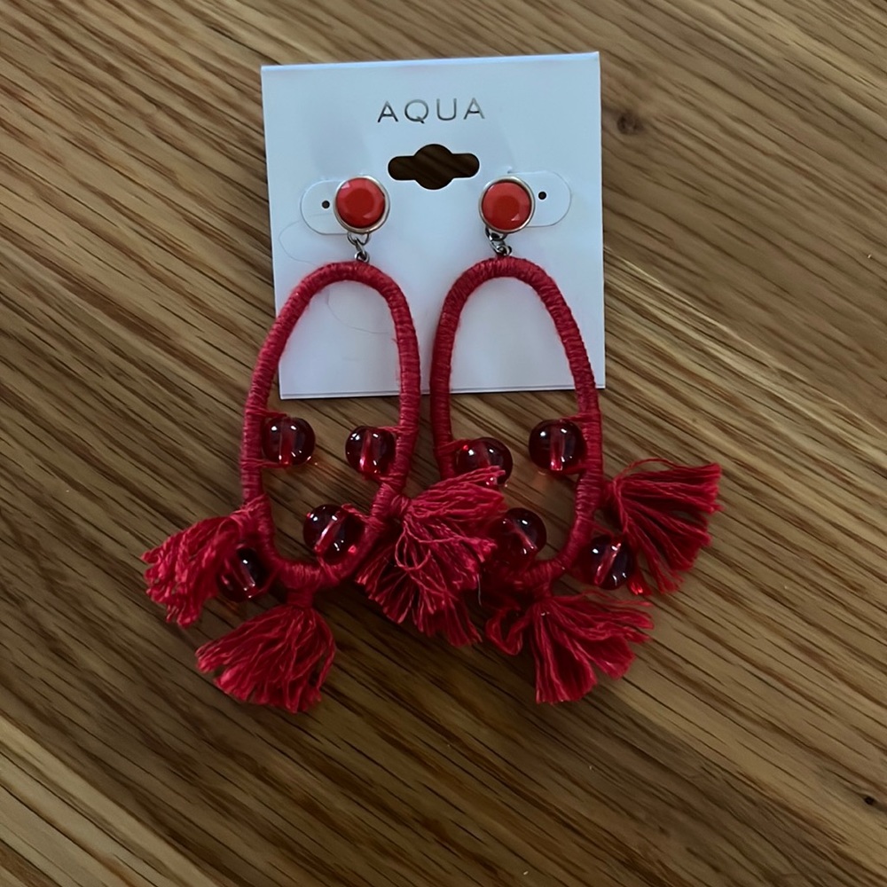 Aqua red earrings
